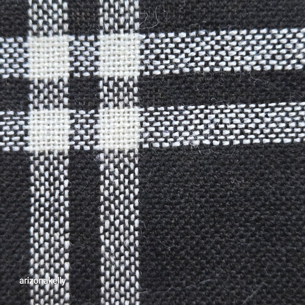 NWOT Wool Square Scarf Shawl Black and White Plaid Moffat Woolens - Picture 7 of 10